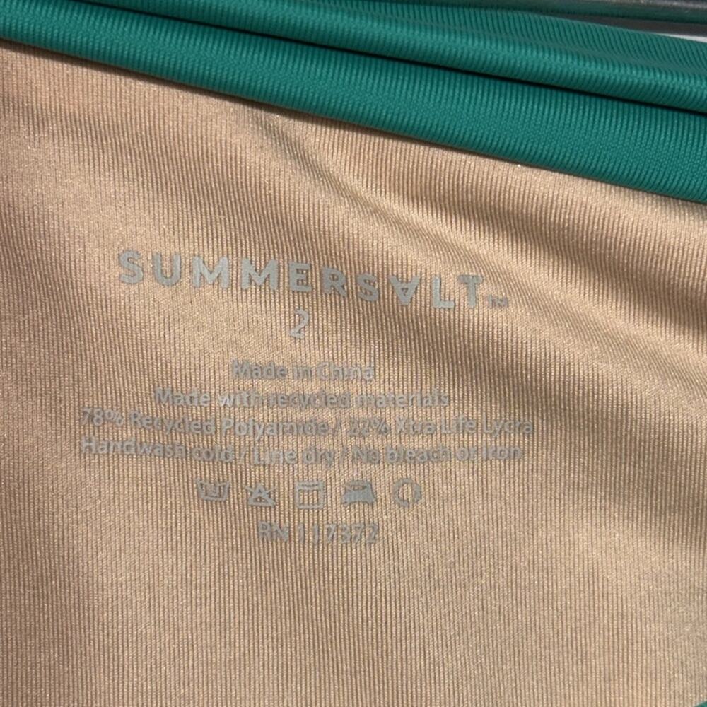 Summer salt blue and green color block mid/high waist swim bottoms size 2 - Picture 3 of 4